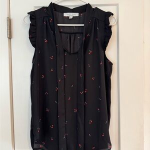 Black Cherry Print Women's Top